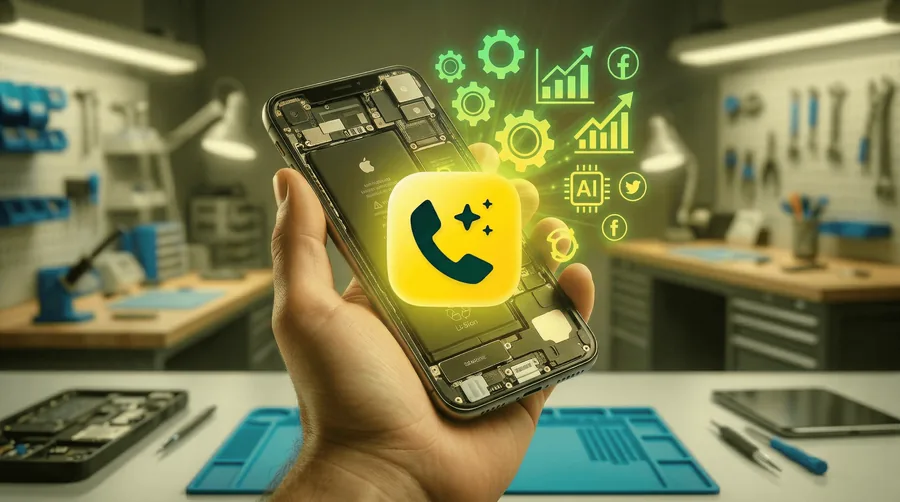 Un smartphone entouré de pictogrammes d’outils connectés